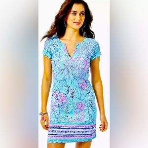 Lilly Pulitzer UPF 50+ Sophiletta Dress In Blue Ibiza Now You Sea Me, Size XL
